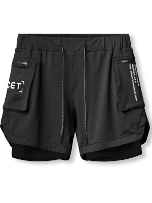 Löysät Letter Pocket Casual-nauhalliset Miesten Shortsit
