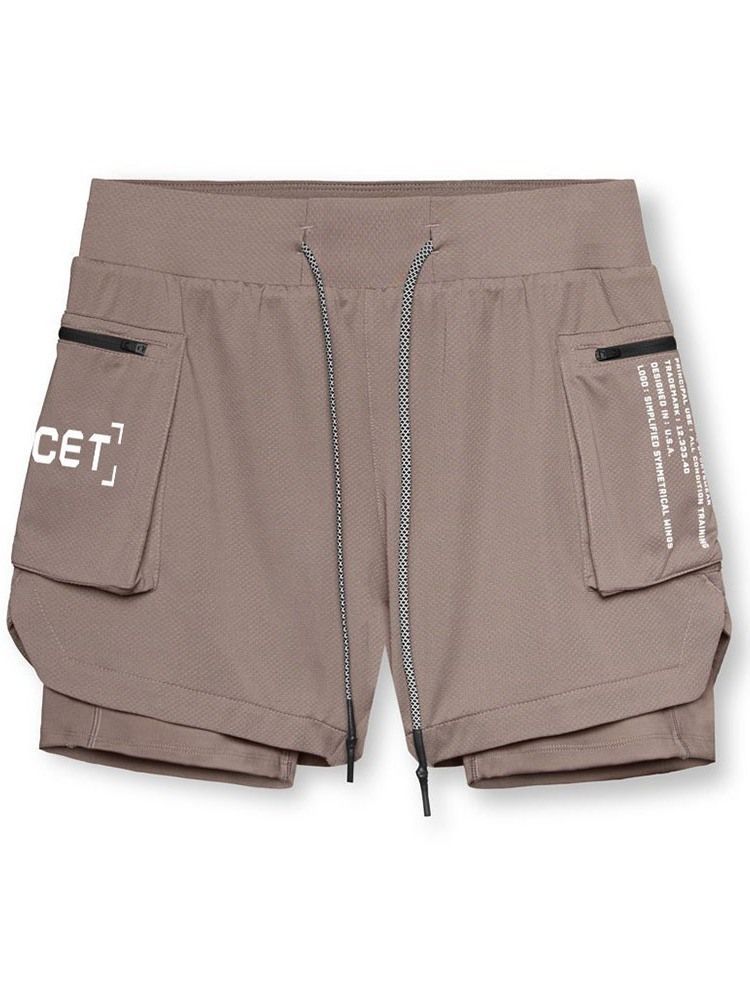 Löysät Letter Pocket Casual-nauhalliset Miesten Shortsit