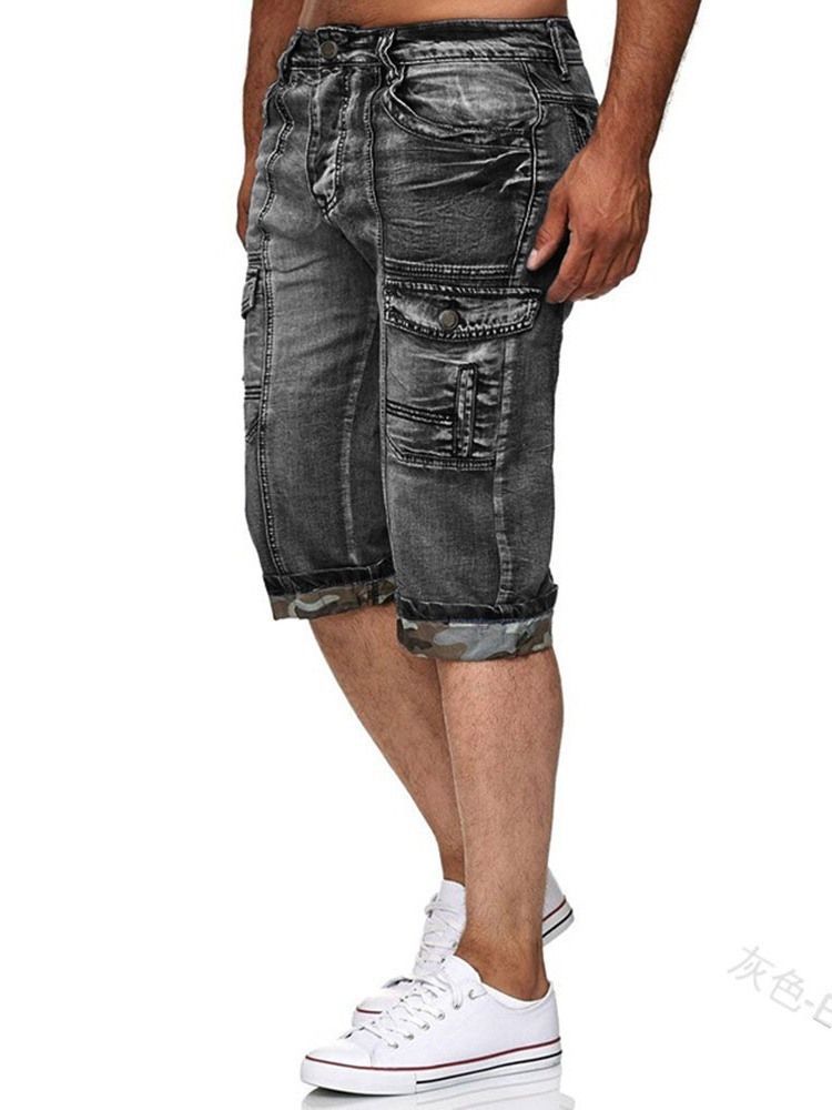 Miesten Ohuet Taskut Vetoketjulliset Shortsit