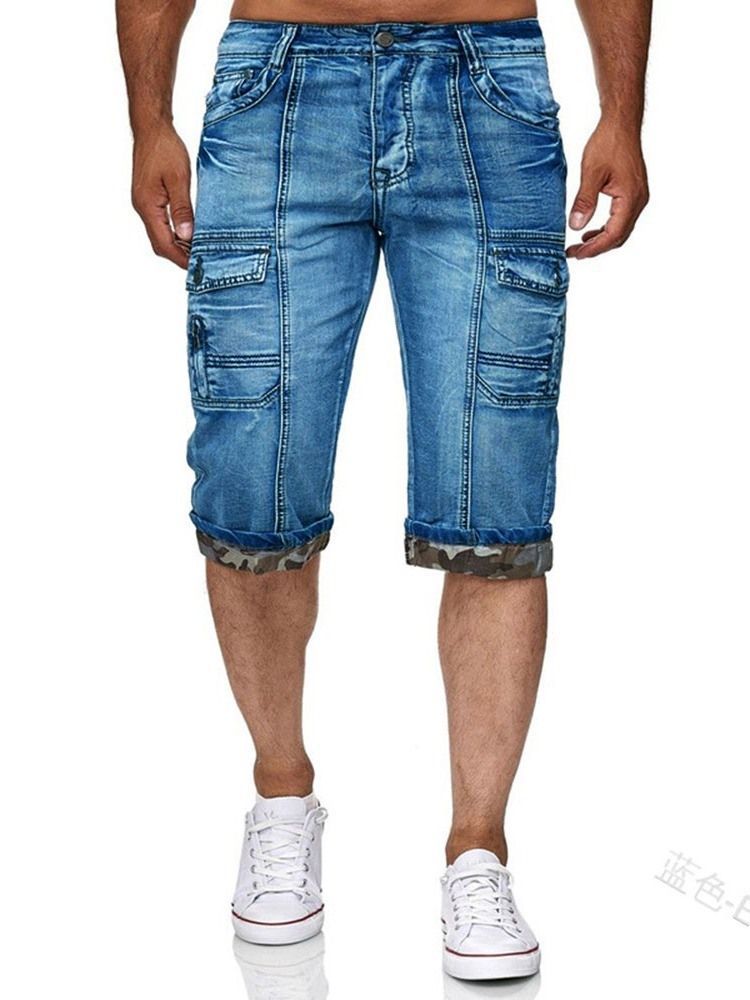 Miesten Ohuet Taskut Vetoketjulliset Shortsit
