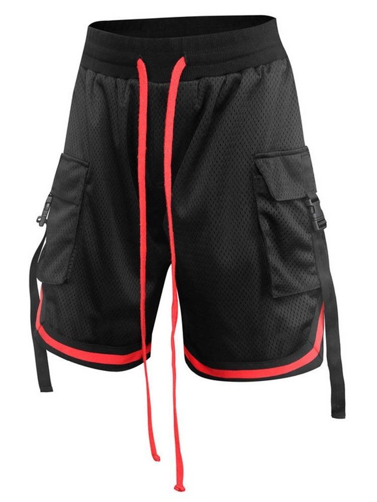 Patchwork Color Block Loose Lace-up Miesten Keskivyötäröiset Shortsit