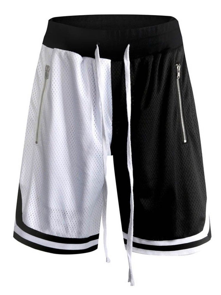 Patchwork Color Block Loose Lace-up Miesten Keskivyötäröiset Shortsit