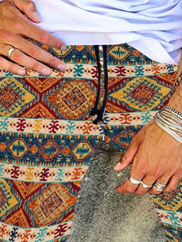 Patchwork-geometriset Rento Nauhalliset Miesten Housut