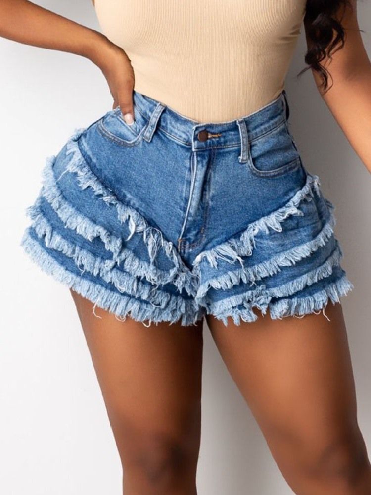 Patchwork Slim Naisten Farkkushortsit