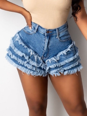 Patchwork Slim Naisten Farkkushortsit