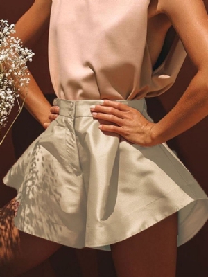 Plain Patchwork Wide Legs Zipper Loose Naisten Shortsit