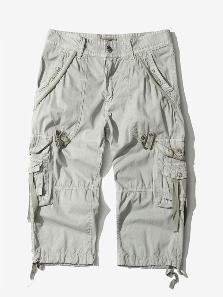 Pocket Straight Plain Mid Waist Miesten Rahtishortsit