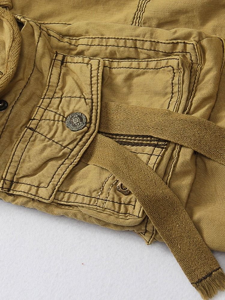 Pocket Straight Plain Mid Waist Miesten Rahtishortsit