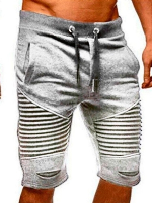 Pocket Straight Stripe Lace-up Mid Waist Miesten Rento Housut