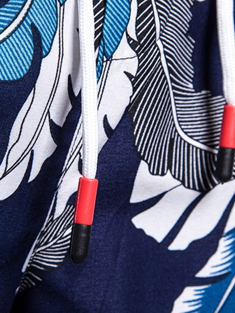 Print Plant Casual Lace-up Miesten Rento Shorts