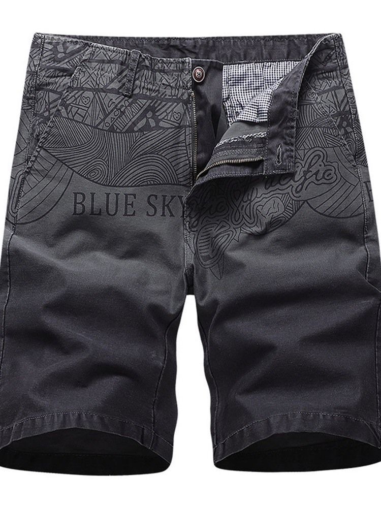 Suorat Print Letter Casual Zipper Miesten Shortsit