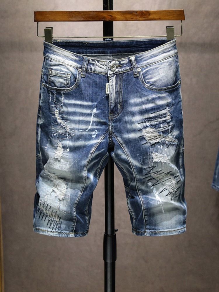 Suorat Vetoketjullinen Hiphop-miesten Farkkushortsit