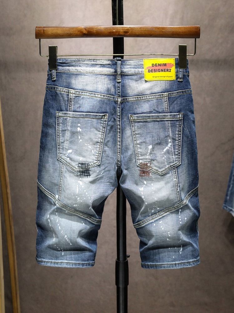Suorat Vetoketjullinen Hiphop-miesten Farkkushortsit