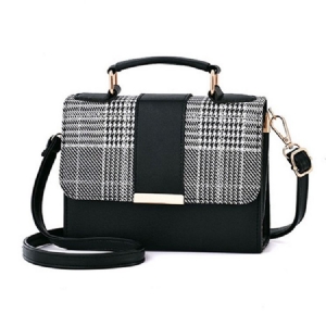 Väri Block Pu Houndstooth Square Tote Bags