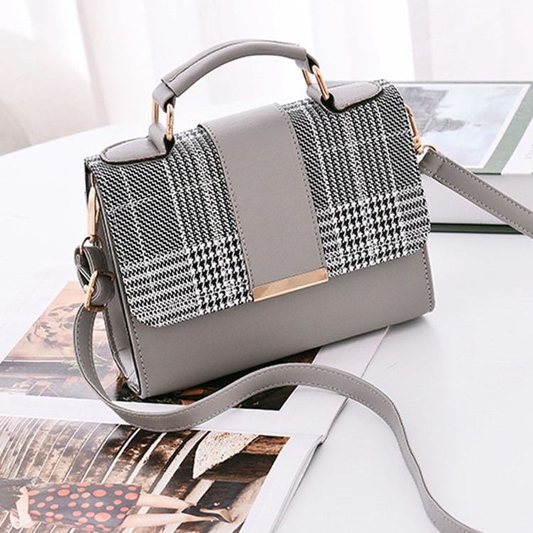 Väri Block Pu Houndstooth Square Tote Bags