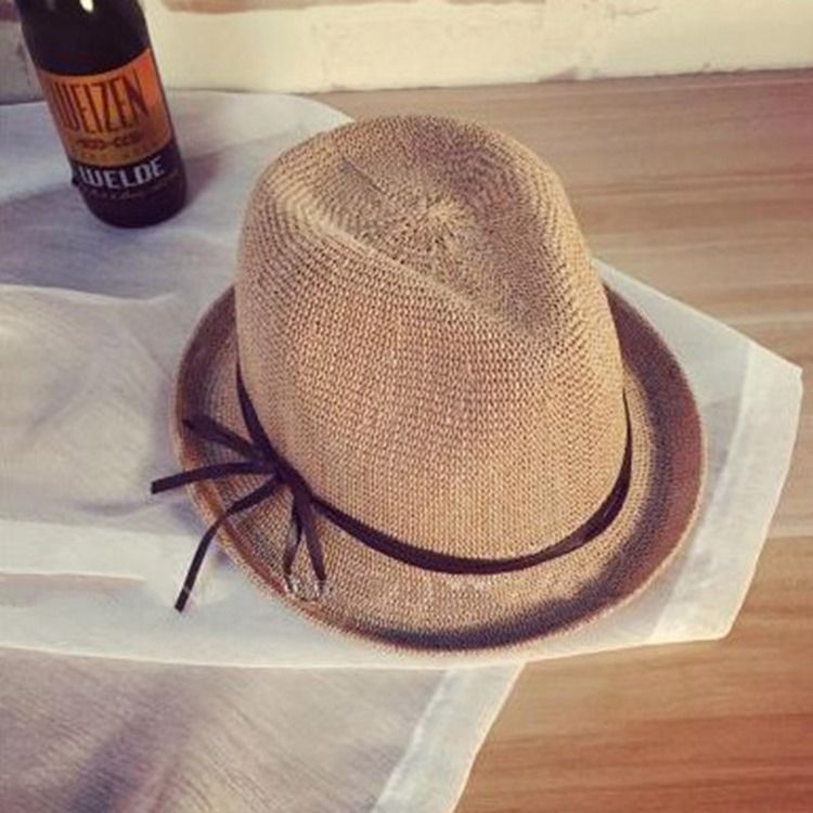 Jazzhattu Bowknot Straw Sunhat Naisille