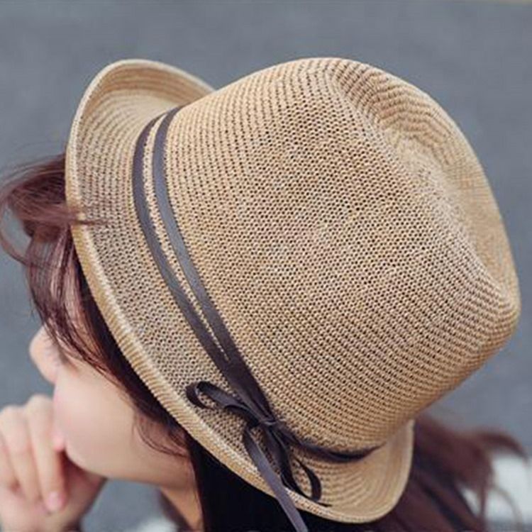 Jazzhattu Bowknot Straw Sunhat Naisille