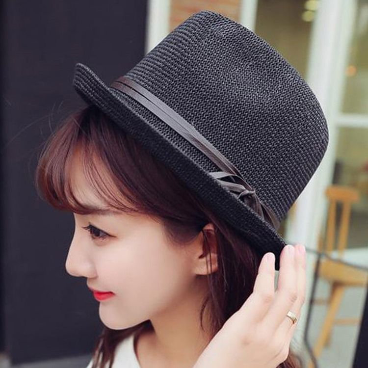 Jazzhattu Bowknot Straw Sunhat Naisille